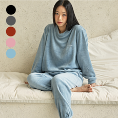 모노라벨 여성 겨울 밍크 극세사 수면 잠옷 바지 상하의 세트