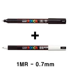 유니 포스카 1M 마카펜(0.7mm) 낱색(화이트 블랙), 1Mr - 0.7mm 검정+화이트, 2개