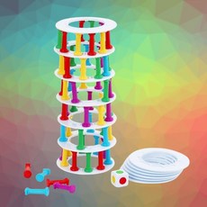 집중력발달 집콕놀이 조심조심 기둥쌓기 게임 입체도형비교 창의적공간, 1개