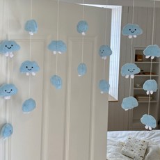 보쉘 침실 방문 하트모빌 문 커튼 인테리어장식 방꾸미기 실커튼, 푸른구름