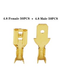 100 압착 단자 스피커 스페이드 황동 실버 여성 골드 커넥터 50 자동차 남성 전선, 4.8 Male Female