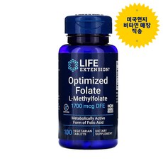 라이프익스텐션 고함량 옵티마이즈드 엽산 8500mcg 30정 메틸엽산 [미국직구], 1개