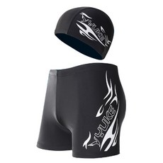 로미홀리 - 남성 스포츠 수영복 사각 트렁크 수영바지 + 수영모자 세트 - k301