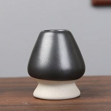 대나무울타리 세라믹 말차 녹차 차젠 거치대 일본 스탠드 볼 대나무 거품기 연마기 브러쉬 차 도구 거치대 다기 세트, [04] Black, 1개