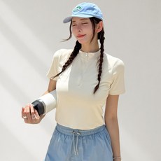 비키비키 예코 여성 래쉬가드 상의 비치웨어 수영복 UPF50+, 아이보리