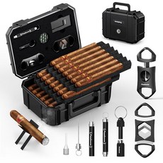 아마존평점4.5+ 미국출고 169778 여행용 시가 휴미더 케이스 박스 액세서리 V 커터가 있는 스트레이트 커터 홀더 펀치 누버 남성용 선물 케이스 키트