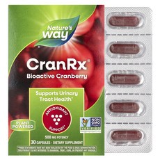 네이쳐스웨이 CranRx 유리너리 헬스 바이오액티브 크랜베리 500mg 30 베지캡슐, 4개, 30정