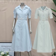 미니멈 MD 면혼방 카라 버튼 원피스 MD MYBAWO3260 M_CJ