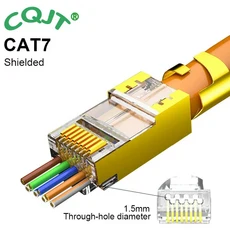 랜케이블 커넥터 RJ45 CAT6 패스스루 CAT7 플러그 모듈러 CAT5E, 10pcs, CAT7   shielded Gold
