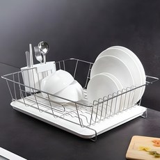 CP 노멀 슬라이드 식기건조대, 1단, 실버 + 화이트, 1개