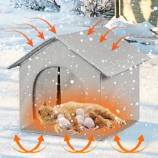 방수 방풍 야외 길고양이 겨울집 숨숨집, 그레이, 1개