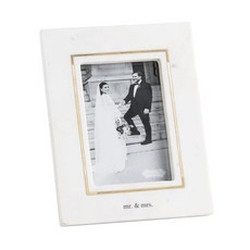 Mud Pie 화이트 4X6 골드 아웃라인 마블 프레임