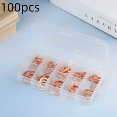 【R】【HMA73】100/200개의 구리 와셔 너트 및 볼트 세트(박스 포함) M4/M5/M6/M8/M10/M12/M14 오일 팬 플, 01 A2