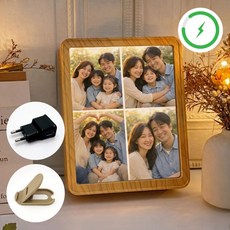 매직 미러 액자 거울 LED 선물용 무드등 포토 주문제작 LED 특별한 사진, 1개, 우드충전형