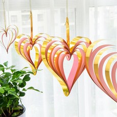 메탈 하트 모빌 4종 세트 핑크골드 생일 축하 버스데이 파티 방 인테리어 꾸미기 소품 용품 천장, 단품