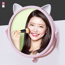흡착 고양이 거울 360도 욕실 회전 메이크업 24161pc 1(ea), 핑크