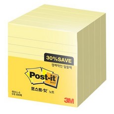 [위니즈]3M 포스트잇 노트 알뜰팩 라인 654-L 5A 줄 메모지, 1개, 노랑