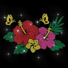 1개 유리 핫픽스 라인스톤 다리미 부착형 꽃 장식 (옷 가방 바지용) 297x210mm, 혼합색