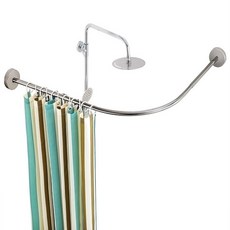 不銹鋼L型浴簾桿 伸縮範圍90-130cm 適用浴室試衣間, 打孔L型浴簾桿