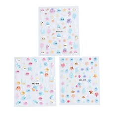바이유즈 아쿠아리움 귀여운 네일스티커 3종, 1개, 혼합