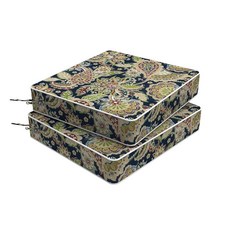 Melody Elephant 야외 의자 쿠션 2개 세트 50.8 x 10.2cm(20 20 4인치) 탈착식 커버가 있는 방수 파티오 시트 쿠션 고리버들 소파 가구용 전, 페이즐리 사파이어, 20"x18"x4"