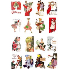 디커플리지 페이퍼 팩(35매 6 x8 ) 맛있는 크리스마스 저녁 식사를 위한 예쁜 수채화 테이블 세트 FLONZ 빈티지 일러스트 그림 카드 공예 및 스크랩북용