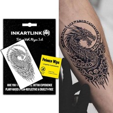 INKARTLINK 반영구 타투 창의적인 남성용 팔 파티 타투 아름답게 디자인되고 사실적이며 재미있는 타투 경험을 제공합니다. 동물 실험을 하지 않음 무반사 (드래곤 토템, 드래곤 토템 디자인, 1