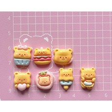 D.W 手作 爆款迷你夜光小烏龜 三丽鸥 小螃蟹 網红可爱卡通美甲 玩具 樹脂飾品 DIY材料, 1個, 迷你黃油小熊20pcs