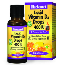 Bluebonnet 維他命D3滴劑 400IU 橘子味, 1瓶, 30ml