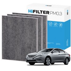 2+1 하이필터 PM 0.3 활성탄 자동차 에어컨 필터 현대, 3개, YF 쏘나타 (6세대) HI-B102