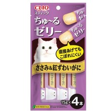 롬이샵 이나바 챠오스틱 츄르젤리 닭가슴살 게살 4개입 고양이건강간식, 닭,게살, 14g, 4개