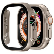 애플워치 울트라 호환 케이스 풀커버 강화유리 보호 필름 베젤 케이스, 애플워치 울트라(49mm), 티타늄