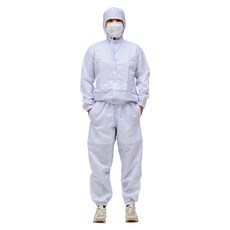 카멜레온 고급 다회용 방진복 방역복 실험복 보호복 작업복 방호복 도장복 원피스 투피스 반도체 고급 망사 모부형 반팔 긴팔, 1개, 화이트