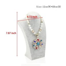 회색 벨벳 초상화 보석 디스플레이 목걸이 디스플레이 랙 스탠드 홀더 보석 마네킹 흉상 펜던트 목걸이 창 디스플레이, 7.78 inch(Height)