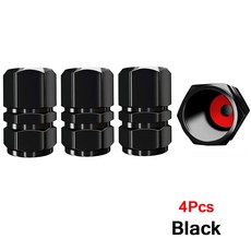 자동차 타이어 밸브 스템 캡 알루미늄 합금 범용 suv 자전거 트럭 및 오토바이, Bla 4Pcs