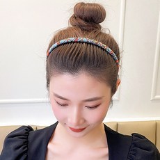 프린팅 빗살 헤어띠 머리띠 밴드 헤어 플라스틱 여성 귀안아픈 천 얇은
