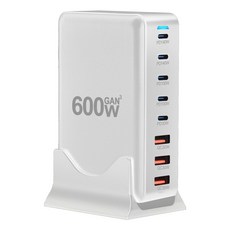 PYHO GaN 600W 5C3A 6포트 PD3.0 PPS 초고속 멀티충전기, 1개, 흰색