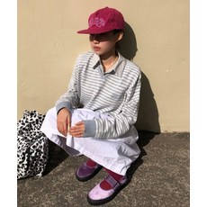 코드그라피 CGP (우먼) 스트라이프 브이넥 니트-스카이 블루