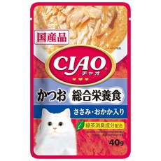 CIAO 巧餐包 鮪魚風味 雞肉絲配料 貝柱風味, 40g, 16個, 鰹魚+雞肉+鰹魚乾 IC-324