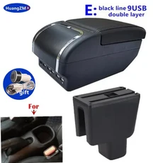 혼다 BRV 차량용 암레스트 박스 중앙 수납 인테리어 전용 개조 액세서리, 06 E black line 9USB