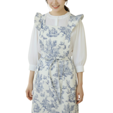 홈꼬세르 프릴 앞치마 뜨왈 코튼100% 방수 카페 앞치마, 1개, 3 블루 가든 토일