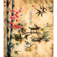 蝶古巴特DIY拼貼專用紙-中國風四君子之竹, 棉紙