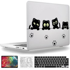 QCzyc 맥북 프로 14인치 케이스 2021-2026 M5 M4 M3 M2 M1 A3427 A3426 A3434 A3185 A3112 A3401 A2992 A2918 A277, Black Cat A