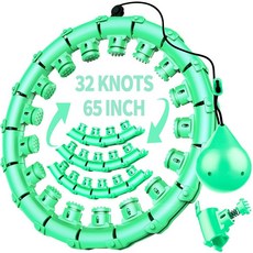 SHANGUANG 인피니티 웨이트 후프 32개의 링크가 있는 155.4cm62인치 성인용 가중 훌라 피트니스 플러스 사이즈 여성용 스마트 운동 장비브라이트 핑크 [호환], 활발한 청록색, 활발한 청록색