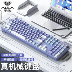 狼蛛 F2088pro 機械鍵盤 側刻 108鍵 雙模旋鈕, 茶軸-【藍紫色】藍光版-官方標配