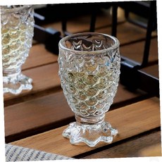 홈파티 모임 입체 양각 다이아몬드 패턴 투명 유리 받침 달린 주류 담는, 1개, MR92 파인애플 미니 소주잔 35ml