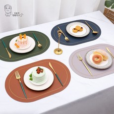 4인용 테이블매트 가죽 식탁매트 방수 타원형