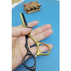 黑金美髮牙剪 6寸 金色齒頭 黑色手柄, 1個, 如圖所示