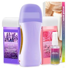 롤 온 왁스 키트 바이 호케이 제모용 워머 민감성 피부용 롤러, Lavender&Rose-Purple