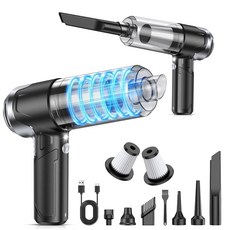 KMM 휴대용 10000PA 고출력 에어 진공청소기 더스터 120W 자동차 진공청소기, Black & Silver